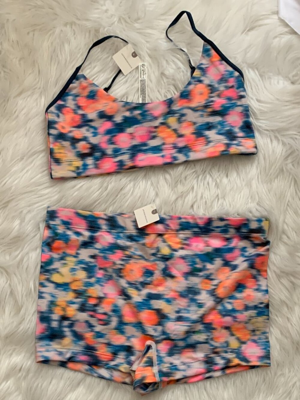 ANTHROPOLOGIE X LYREBIRD Seamless Floral Printed Renna Bra & Briefs SET Sz L/XL